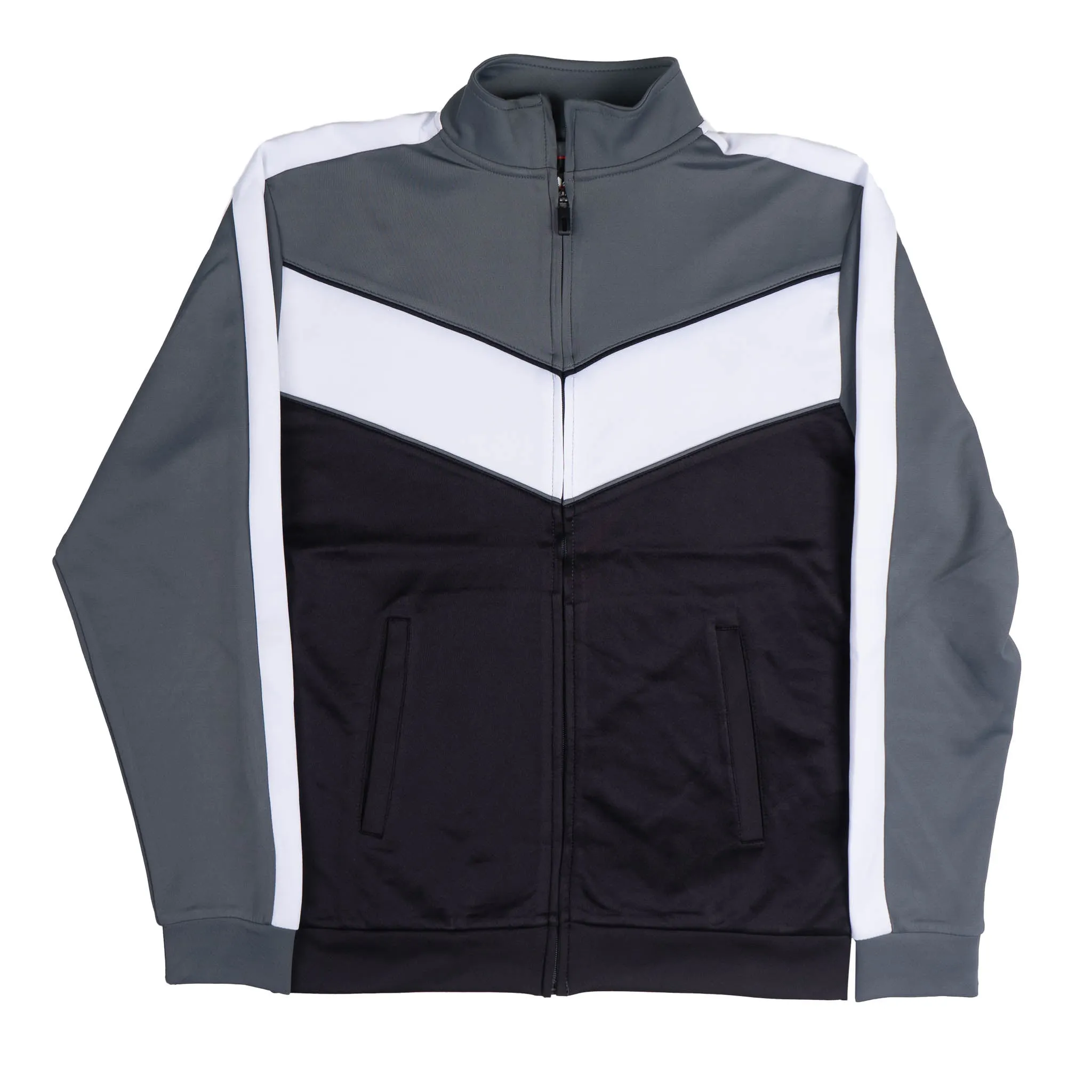 12 AM NATION COLOR BLOCK TRACK JACKET GRAY/WHITE/BLACK - 79213