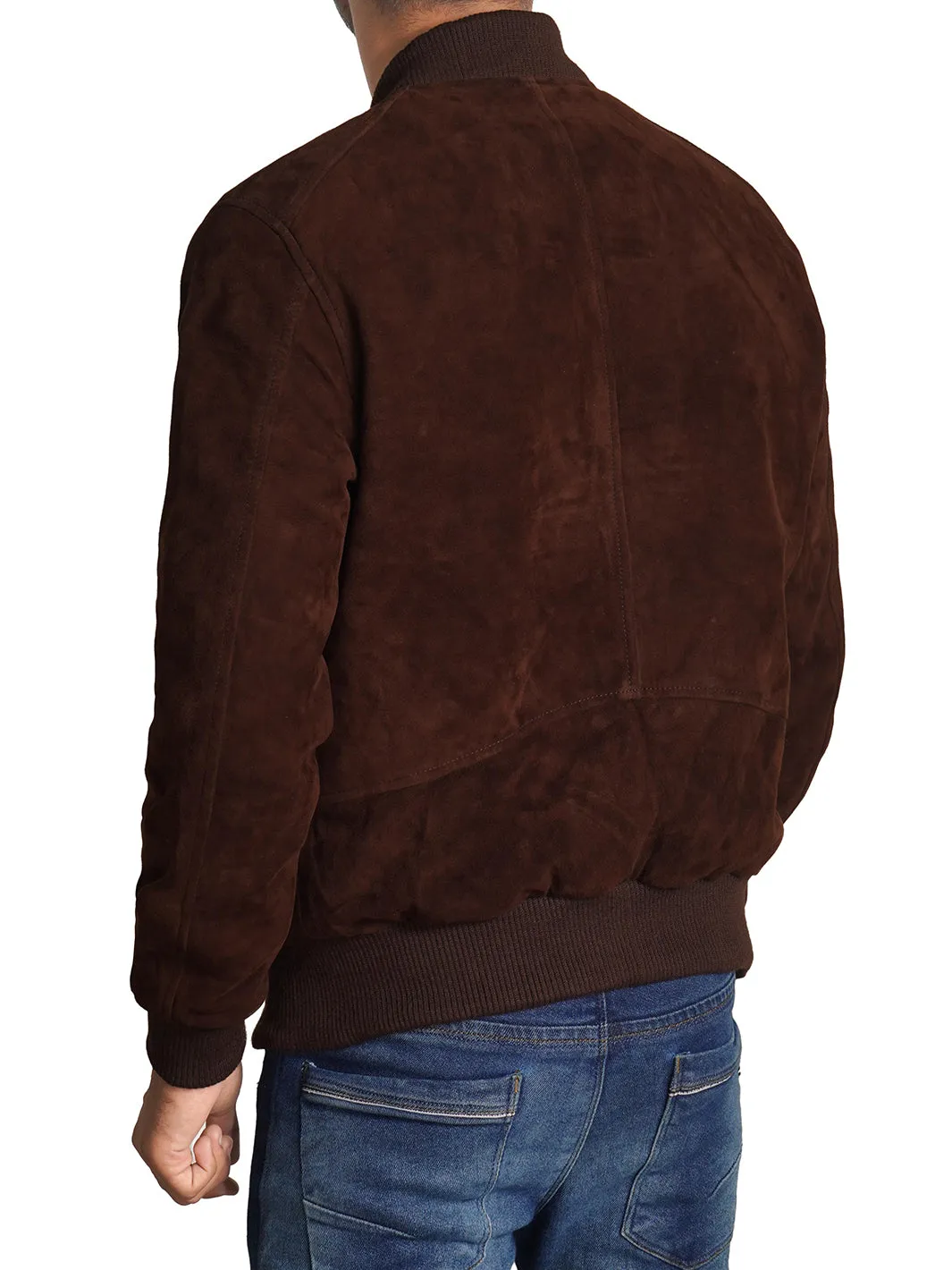 Adamsville Mens Dark Brown Suede Bomber Jacket