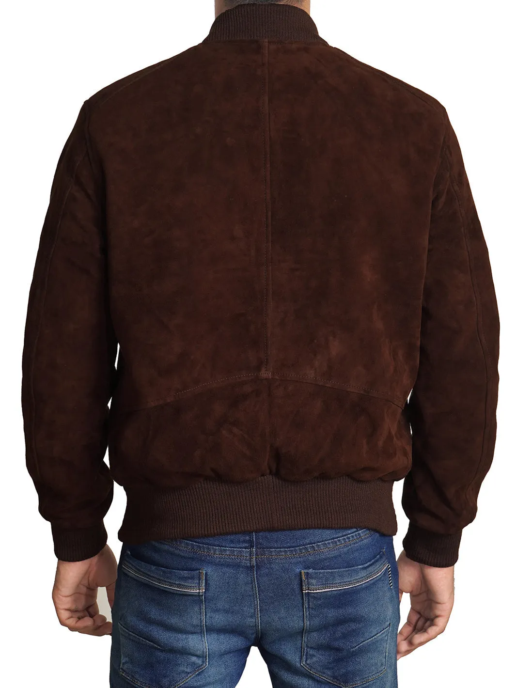Adamsville Mens Dark Brown Suede Bomber Jacket