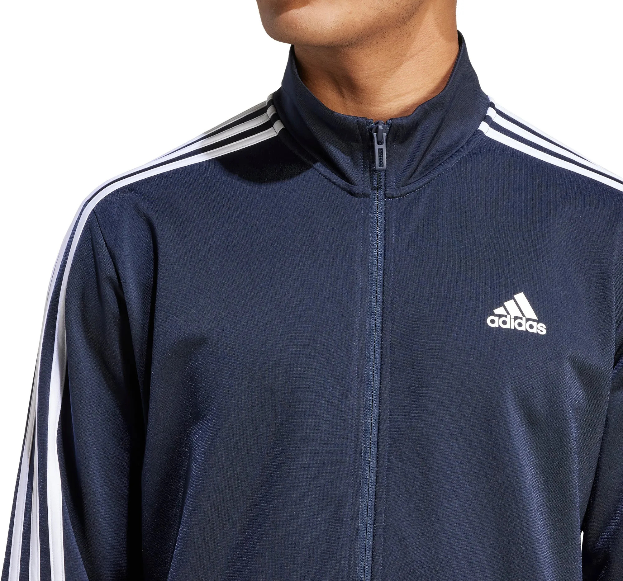 adidas Essentials Warm Up 3 Stripes Mens Track Jacket - Navy