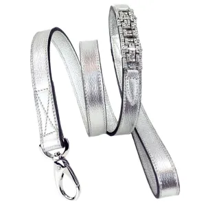Art Deco Dog Leash in Silver Metallic & Nickel