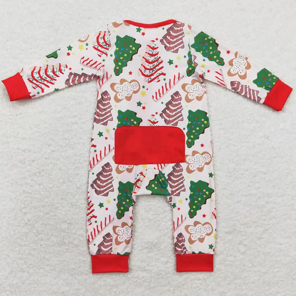 Baby Infant Girls Rompers Christmas Tree Cake Long Sleeve Sibling Zip Rompers LR1149