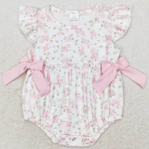 Baby Infant Girls Rompers Light Pink Flowers Bows Rompers SR1765