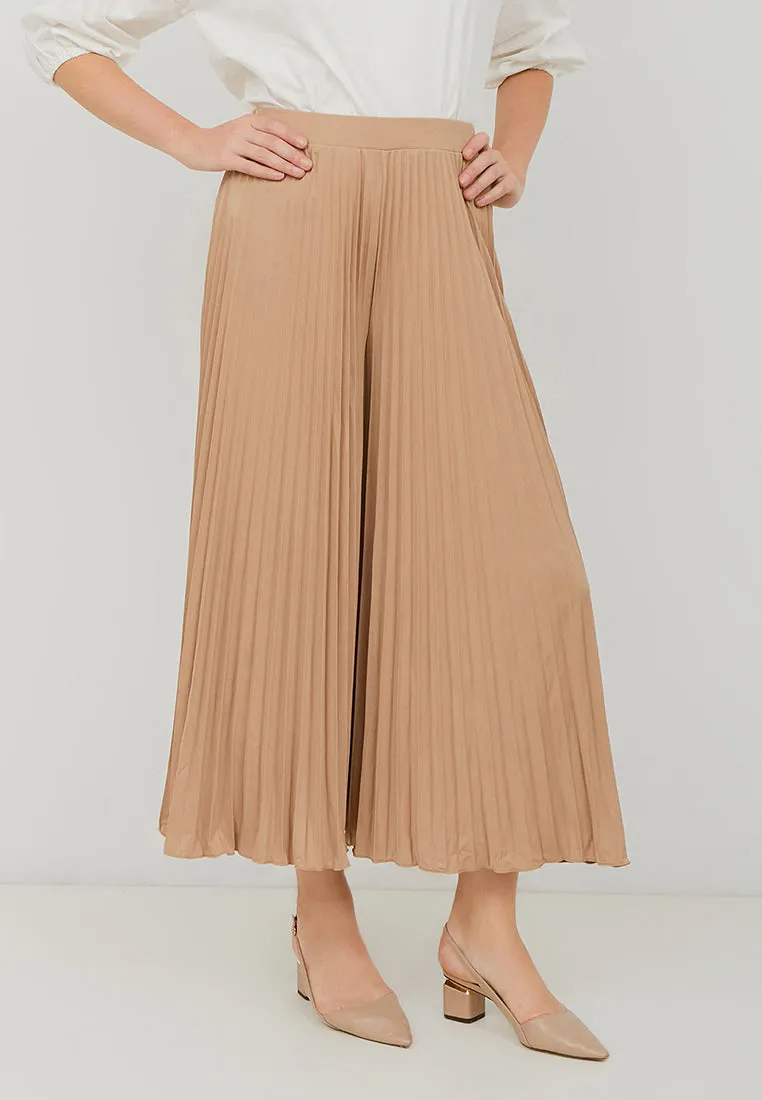Basic Pleated Culottes Maxi (Nude)