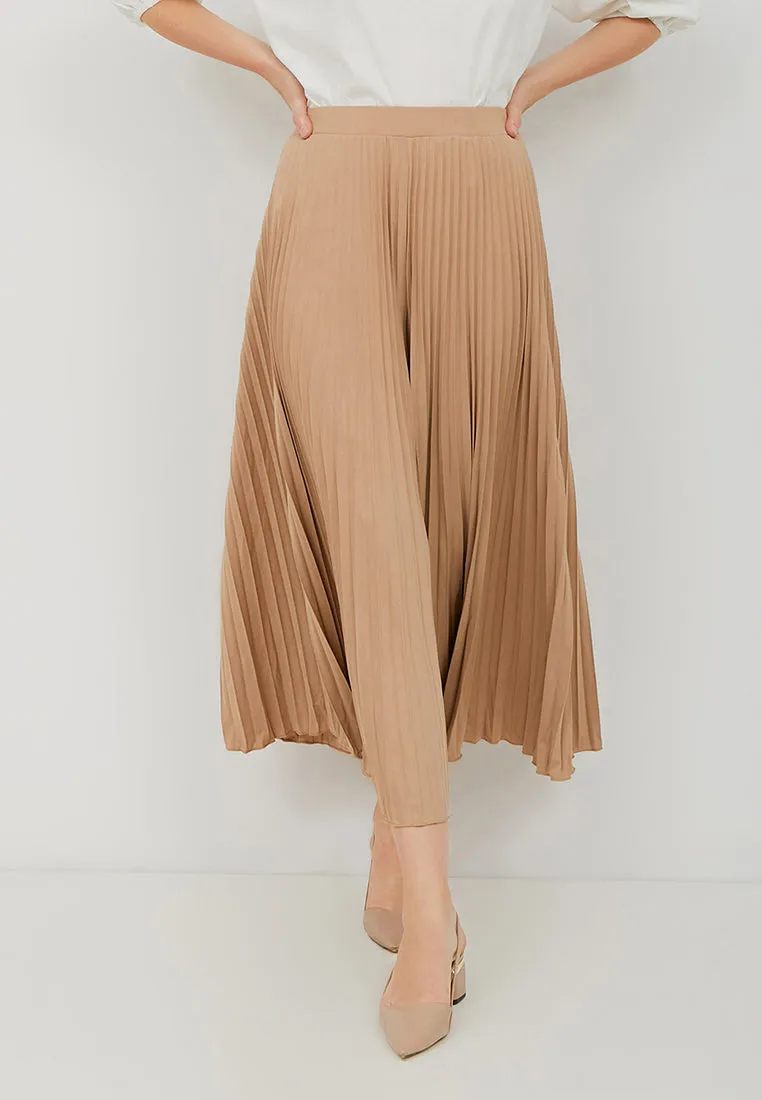 Basic Pleated Culottes Maxi (Nude)