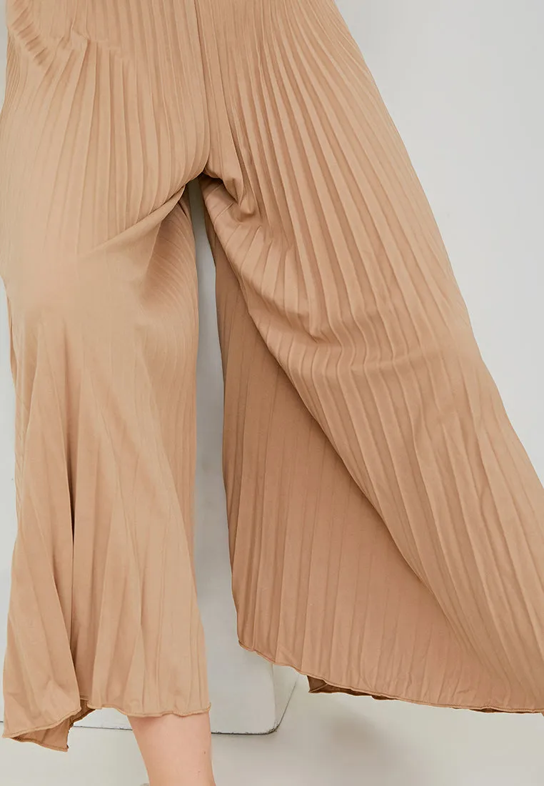 Basic Pleated Culottes Maxi (Nude)