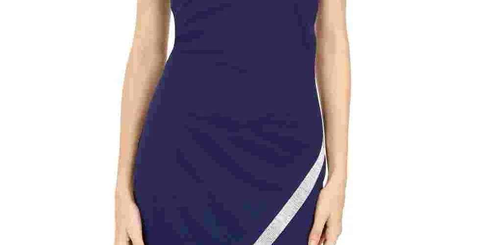 BCX Women's Sleeveless Halter Short Body Con Cocktail Dress Blue Size XX-Small