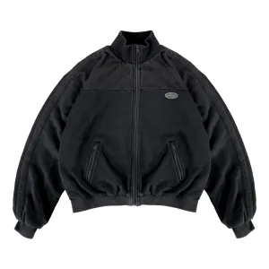 BLACK COTTON TRACK JACKET