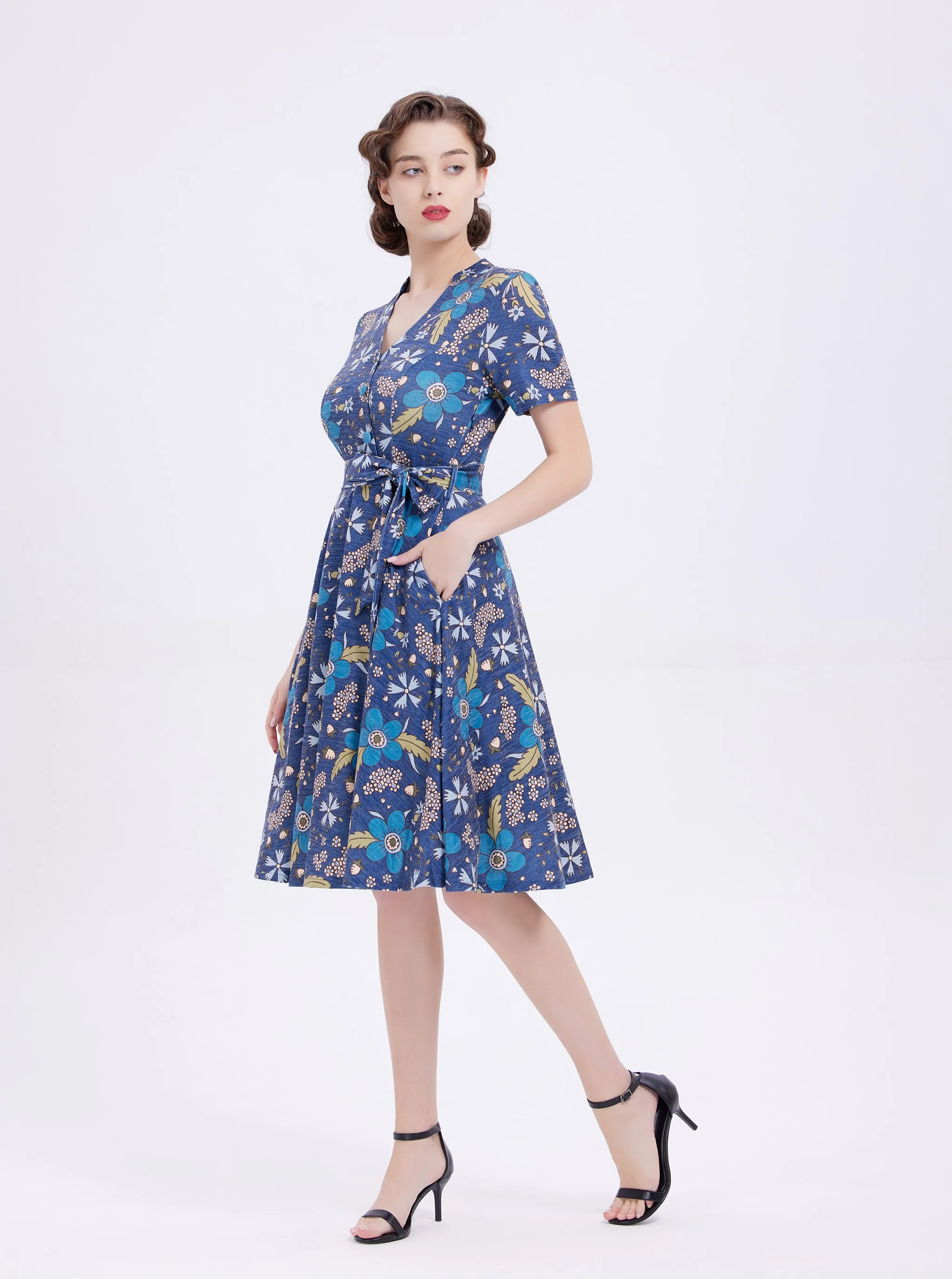 Blue Flowers Knit Dress