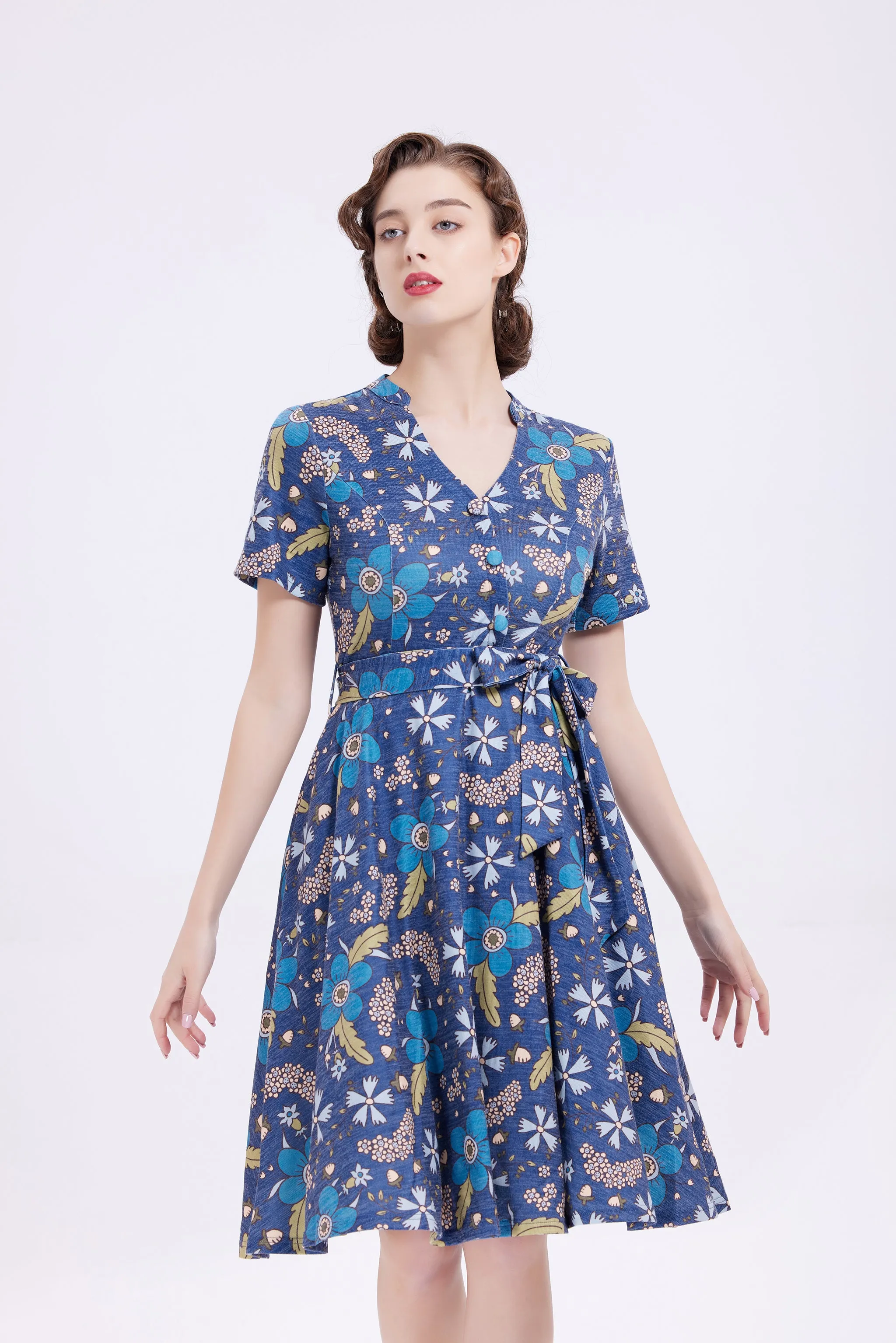 Blue Flowers Knit Dress