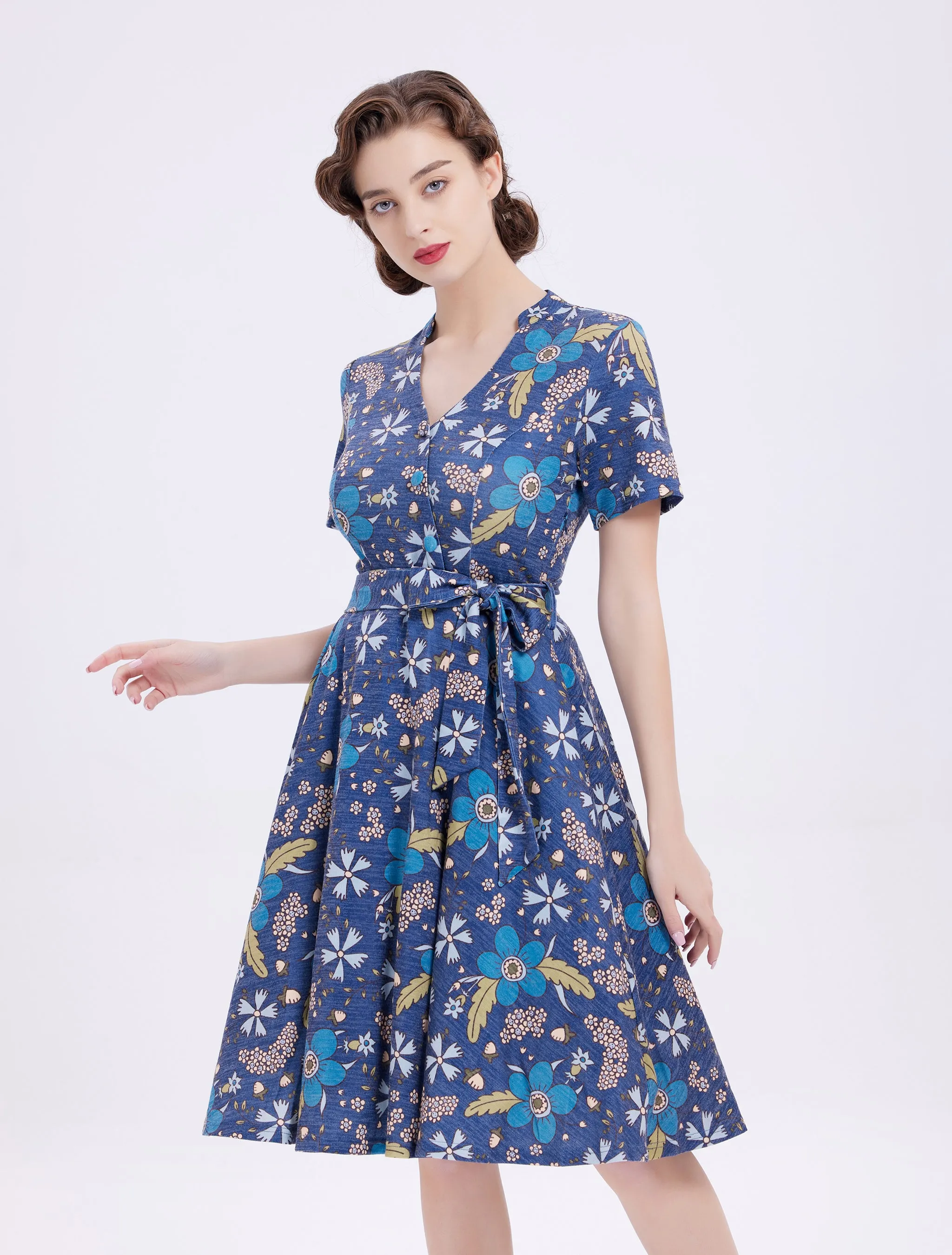 Blue Flowers Knit Dress