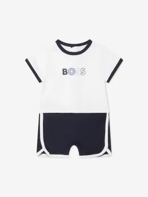 BOSS Baby Boys Organic Cotton Romper in Navy