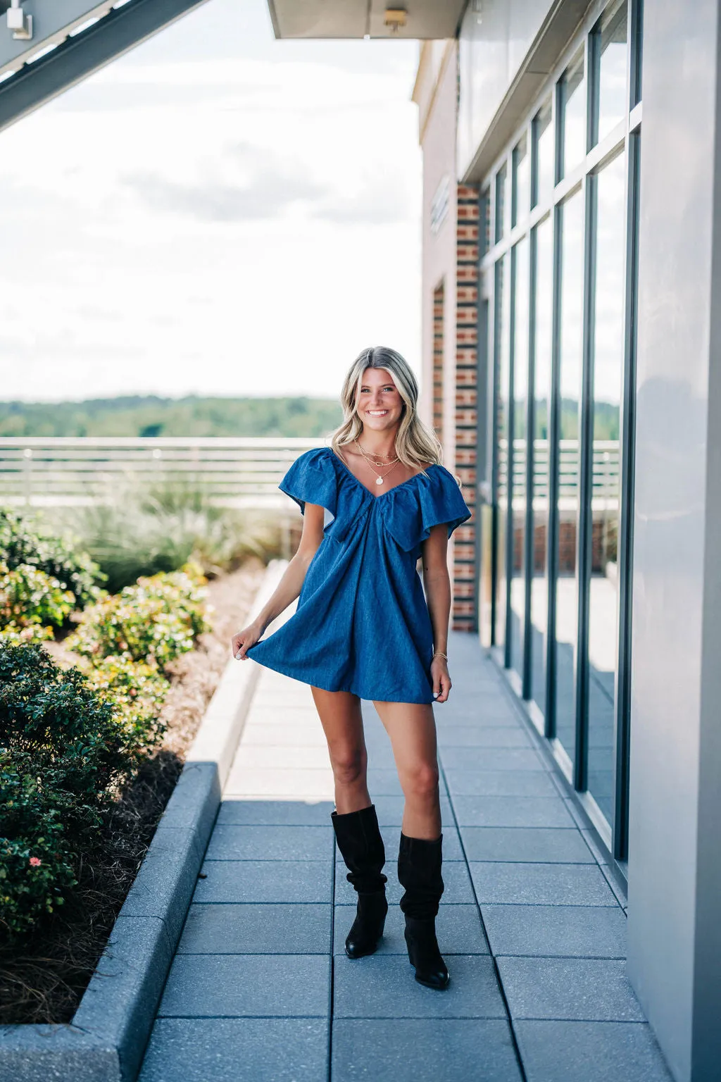 Bradley Denim Romper - Medium Wash