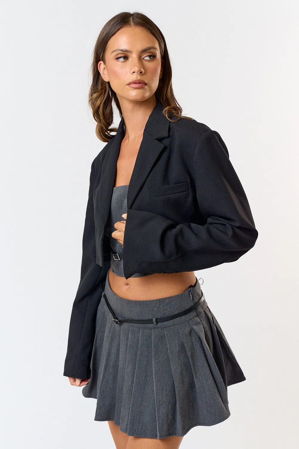 Button Front Cropped Blazer