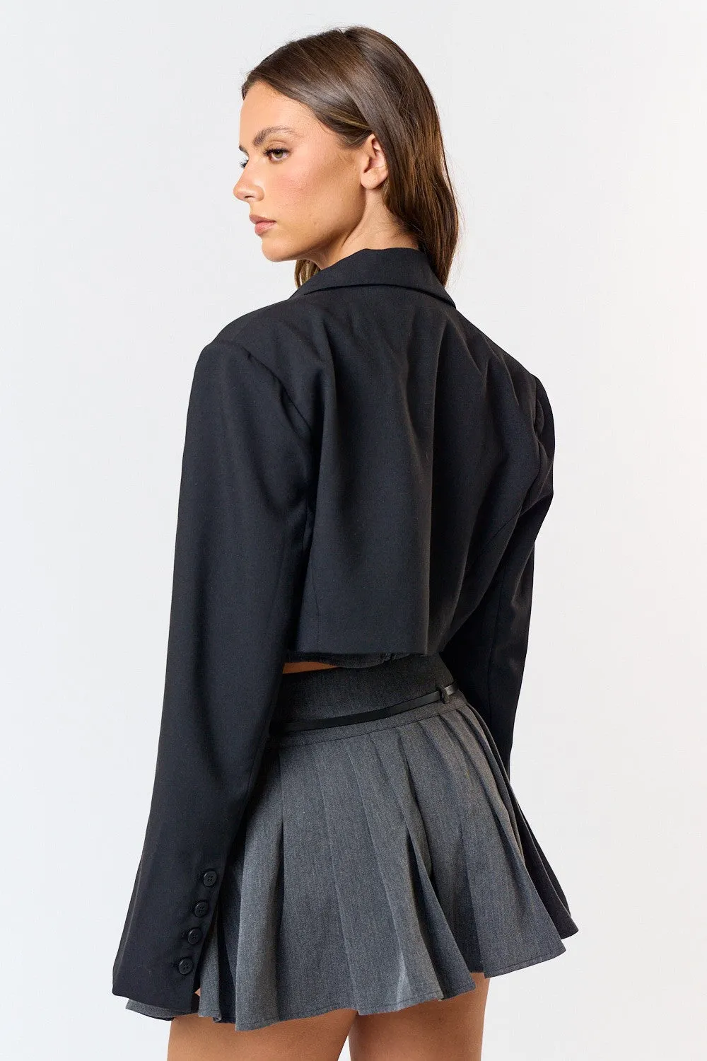 Button Front Cropped Blazer