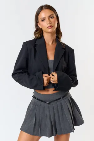 Button Front Cropped Blazer