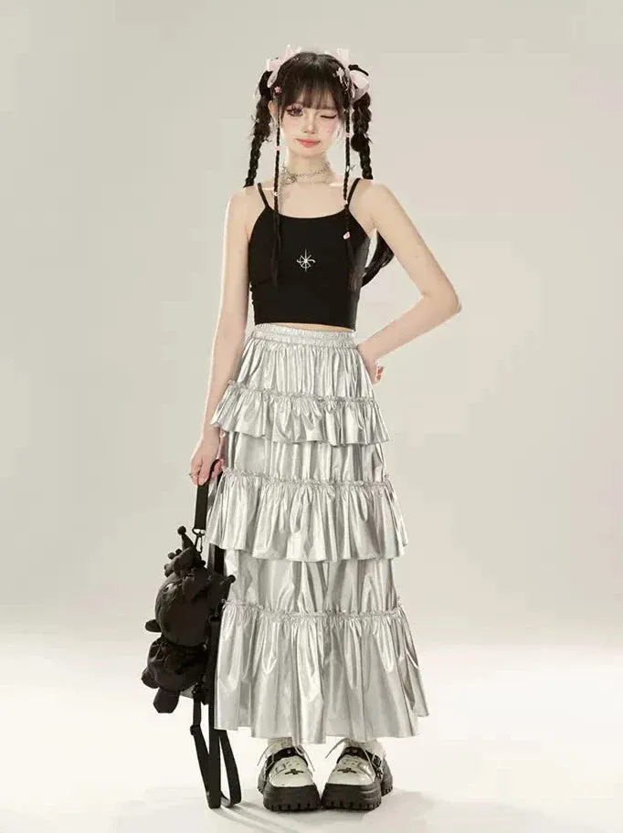 Cake Skirt Metallic Silver