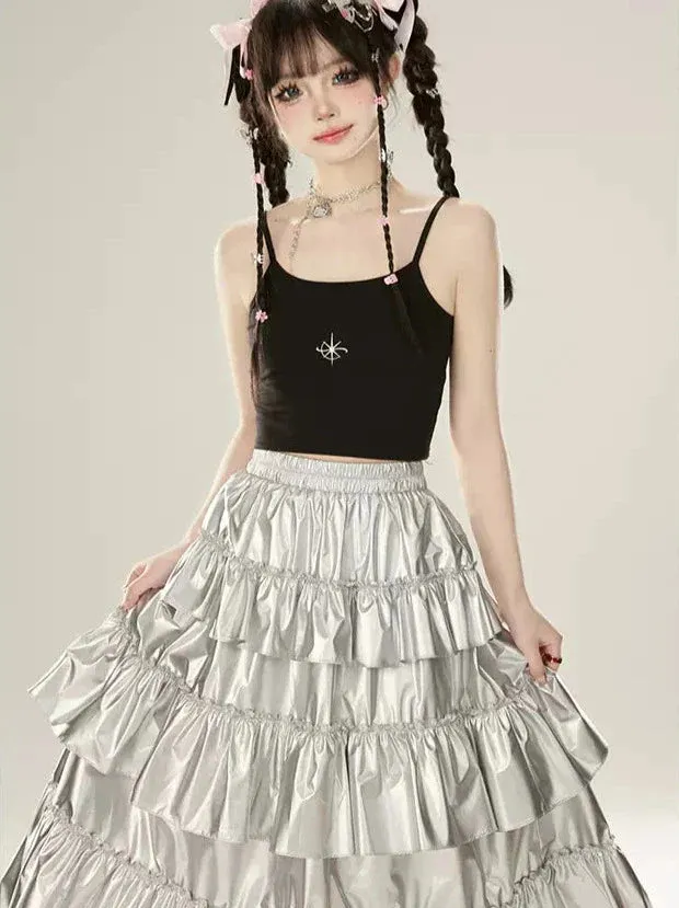 Cake Skirt Metallic Silver