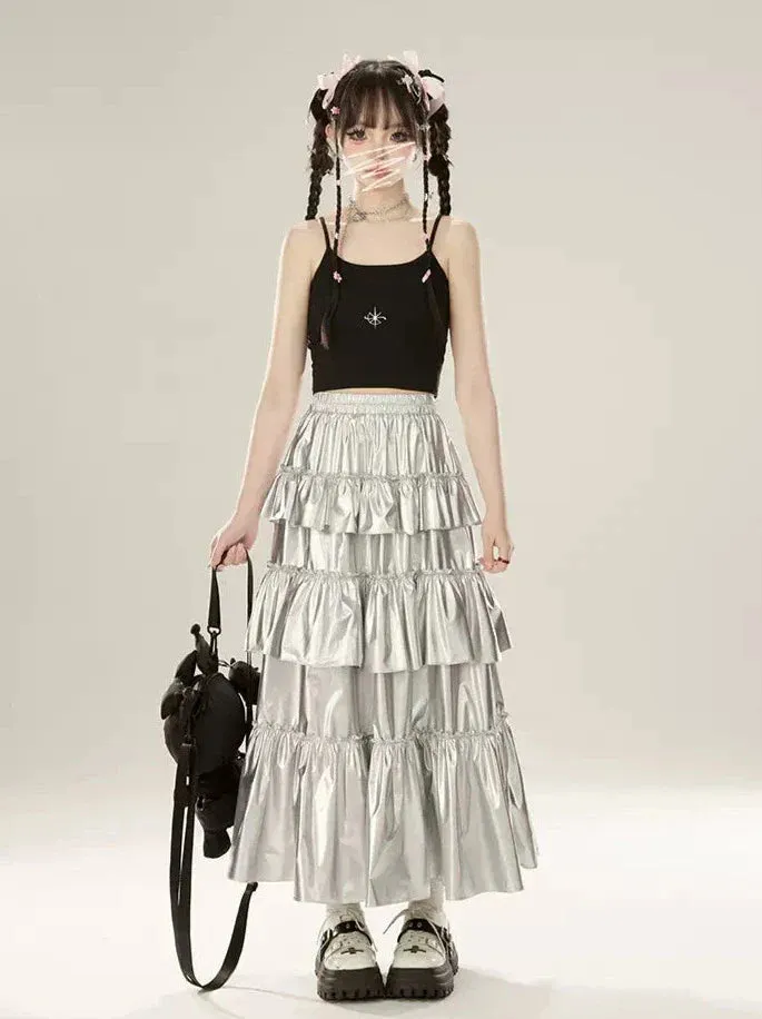 Cake Skirt Metallic Silver