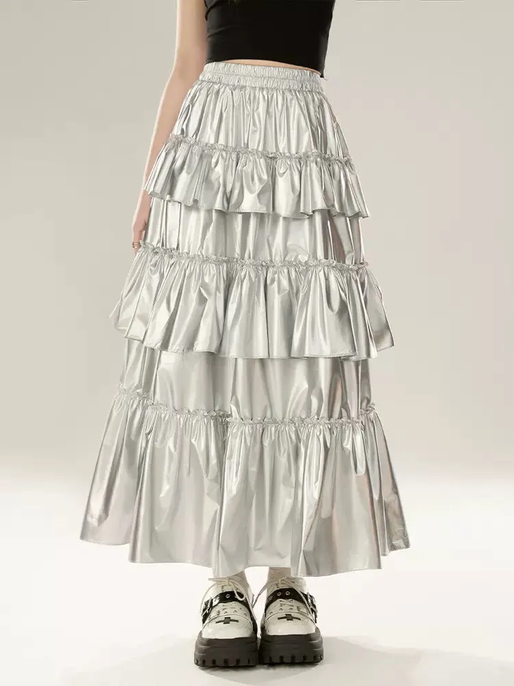 Cake Skirt Metallic Silver