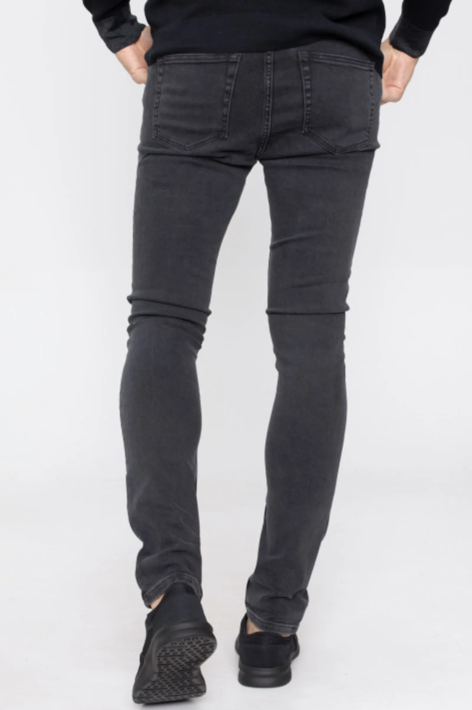 Chase Skinny Jeans - Greyish Black Ripped Knee