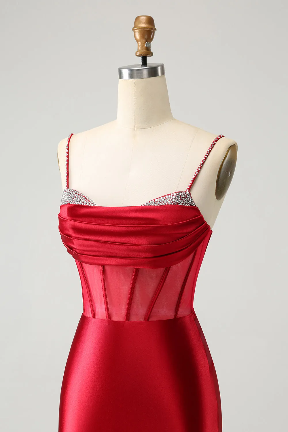 Chic Dark Green Bodycon Pleated Corset Short Homecoming Dress with Beading