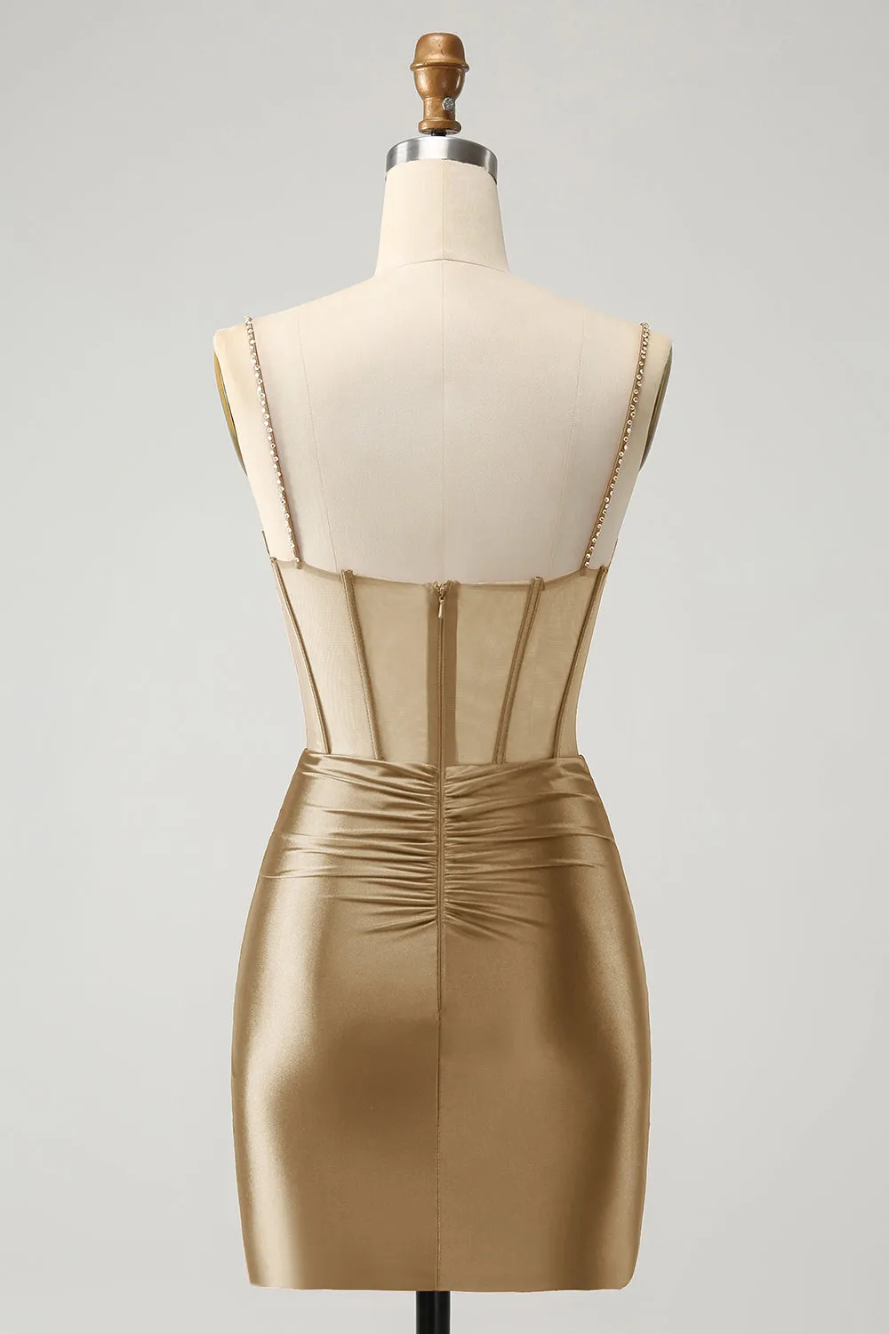 Chic Dark Green Bodycon Pleated Corset Short Homecoming Dress with Beading