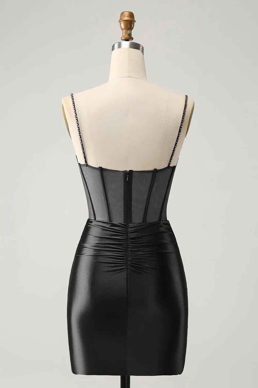 Chic Dark Green Bodycon Pleated Corset Short Homecoming Dress with Beading
