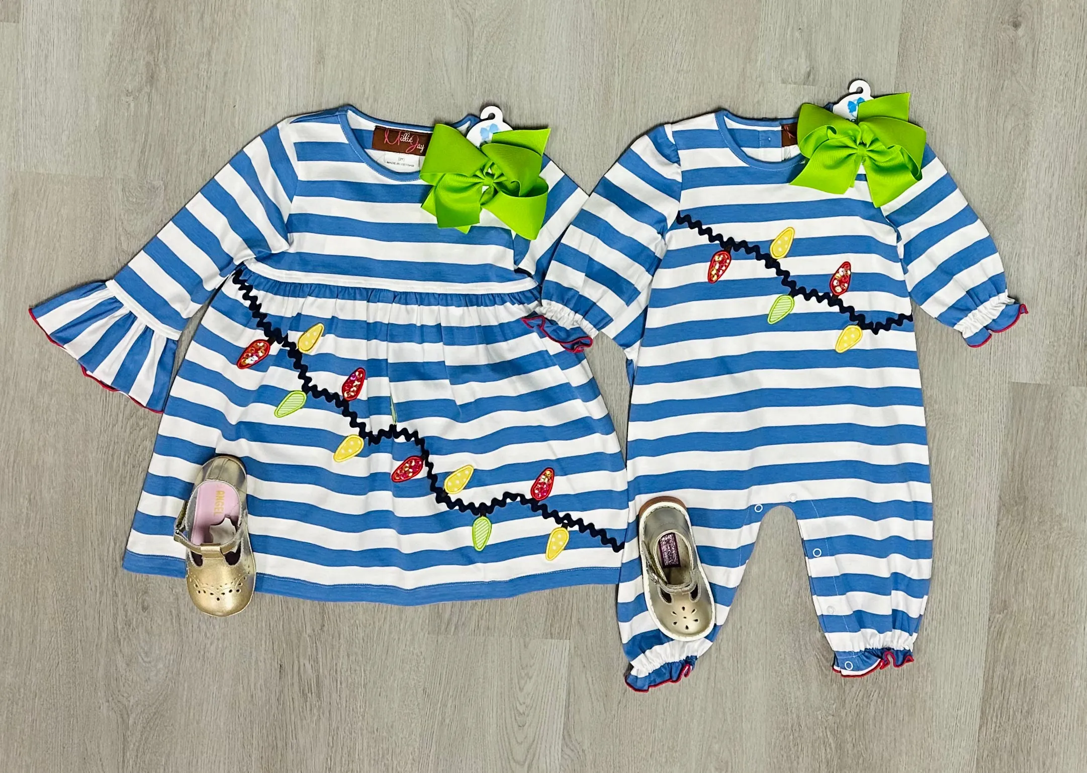 Christmas Lights Applique Girls Romper