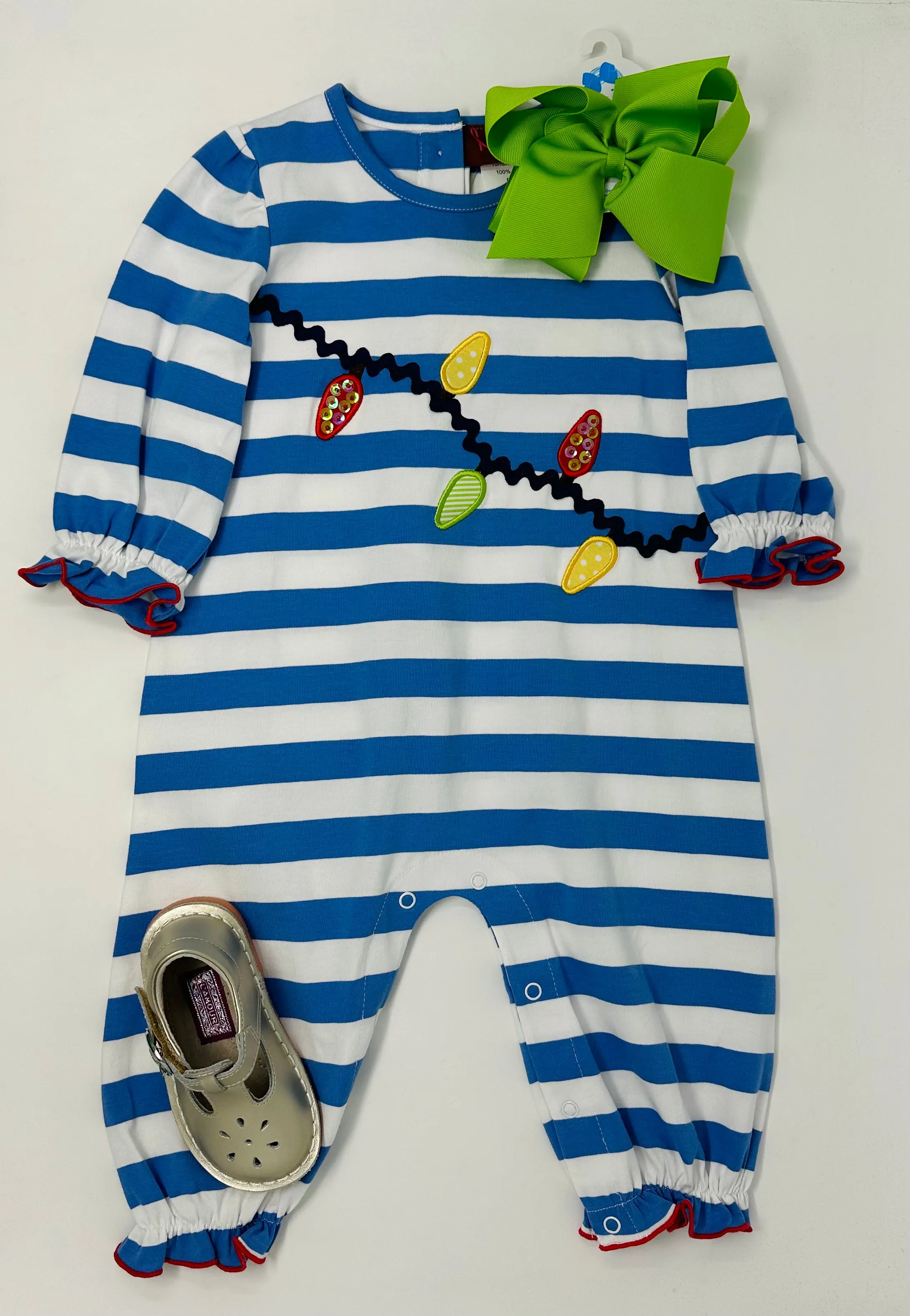 Christmas Lights Applique Girls Romper