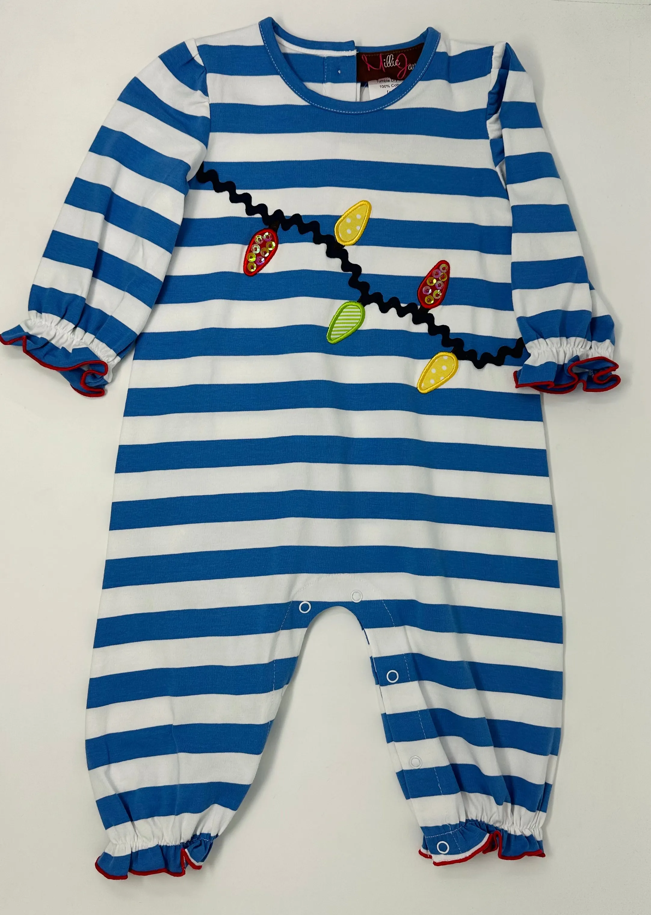 Christmas Lights Applique Girls Romper