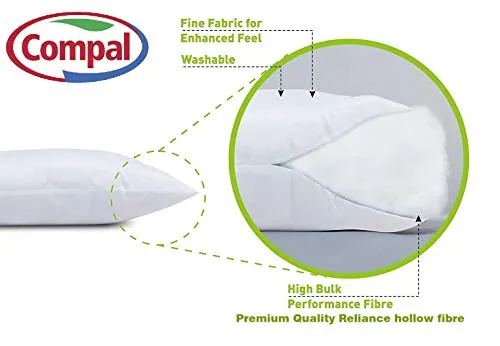Compal The First and Original and Premium Luxury Plush Gel Bed Pillow for Home Hotel Collection Good for Side and Back Sleeper Cotton Cover Dust Mite Resistant and Hypoallergenic - Queen (2, 16"X24")