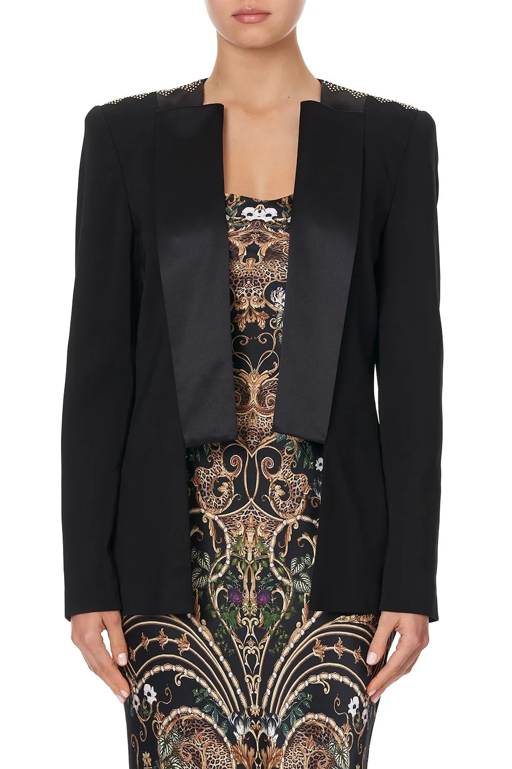 CONTRAST COLLAR SUIT JACKET - FLOW STUDIO 54