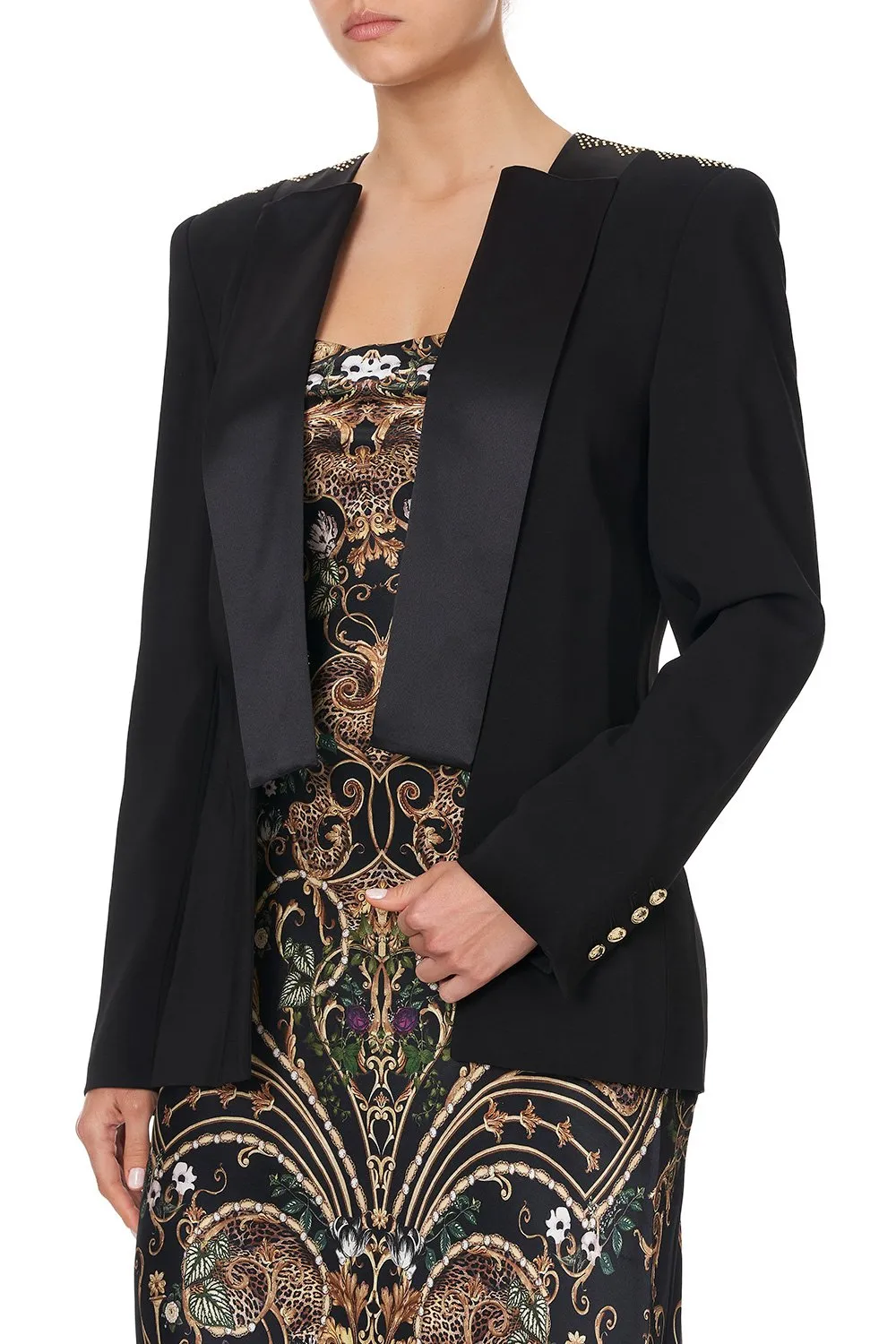 CONTRAST COLLAR SUIT JACKET - FLOW STUDIO 54