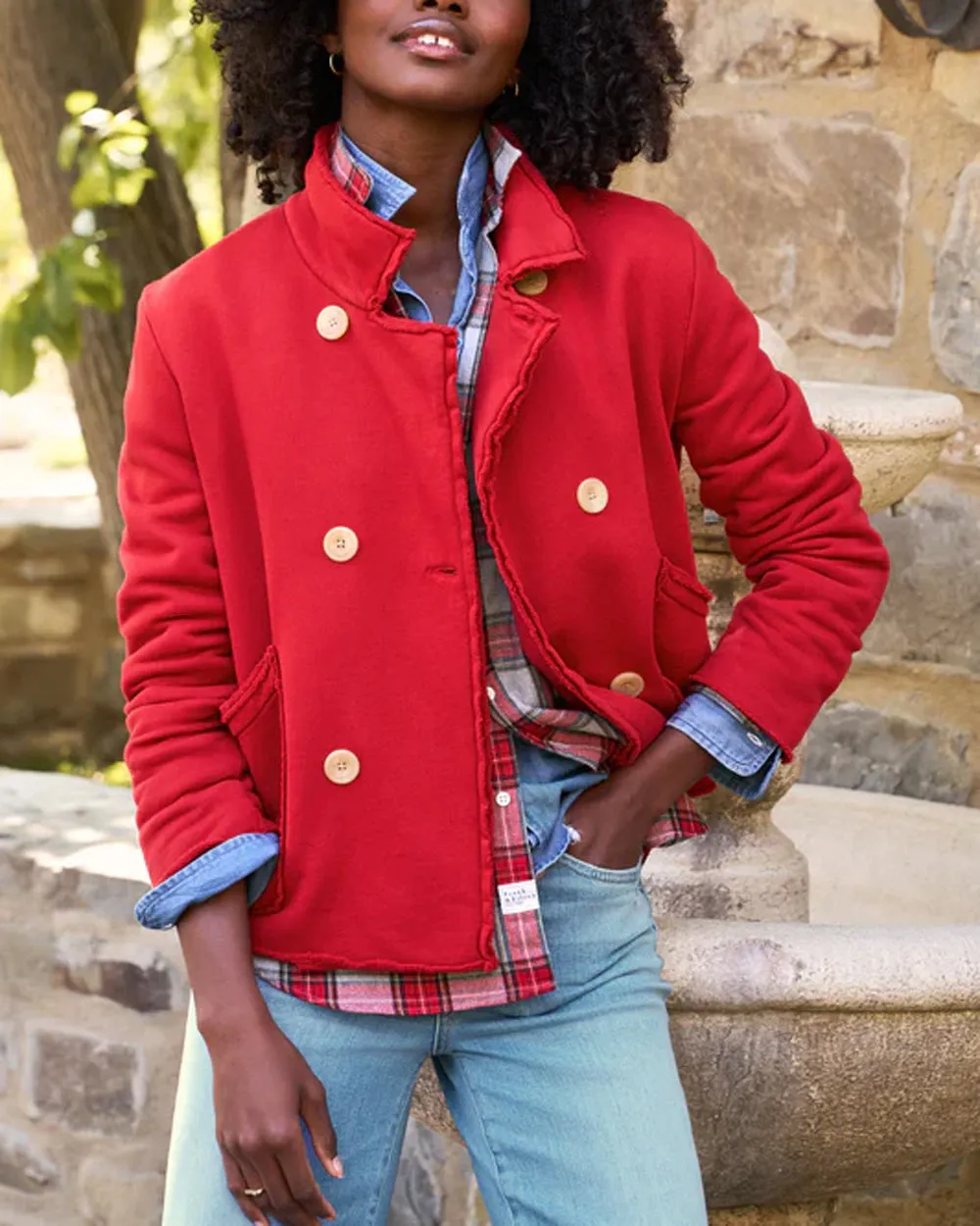 Crimson Mini Belfast Crop Peacoat