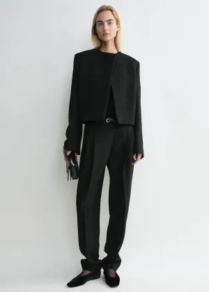 Cropped bouclé jacket black