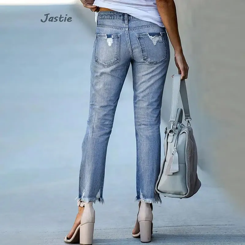 Distressed Stretch Denim Jeans