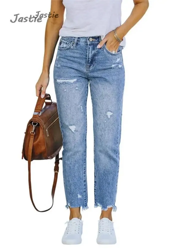 Distressed Stretch Denim Jeans
