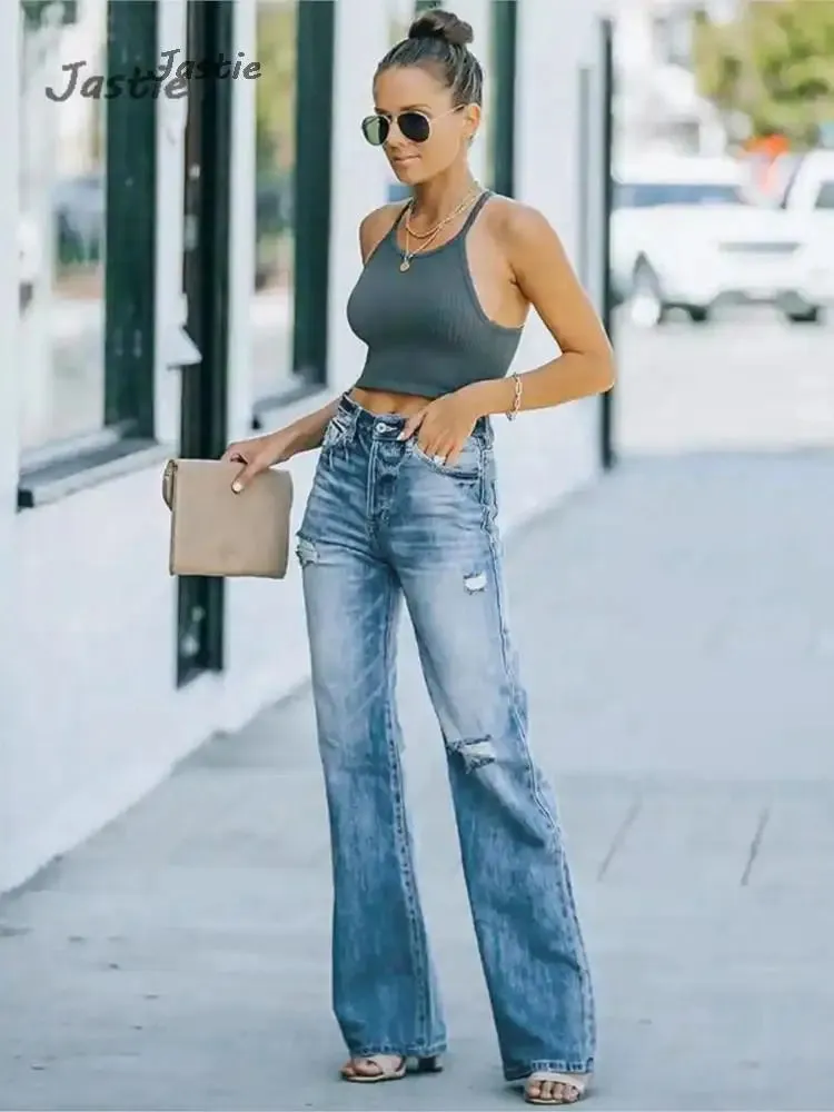 Distressed Stretch Denim Jeans