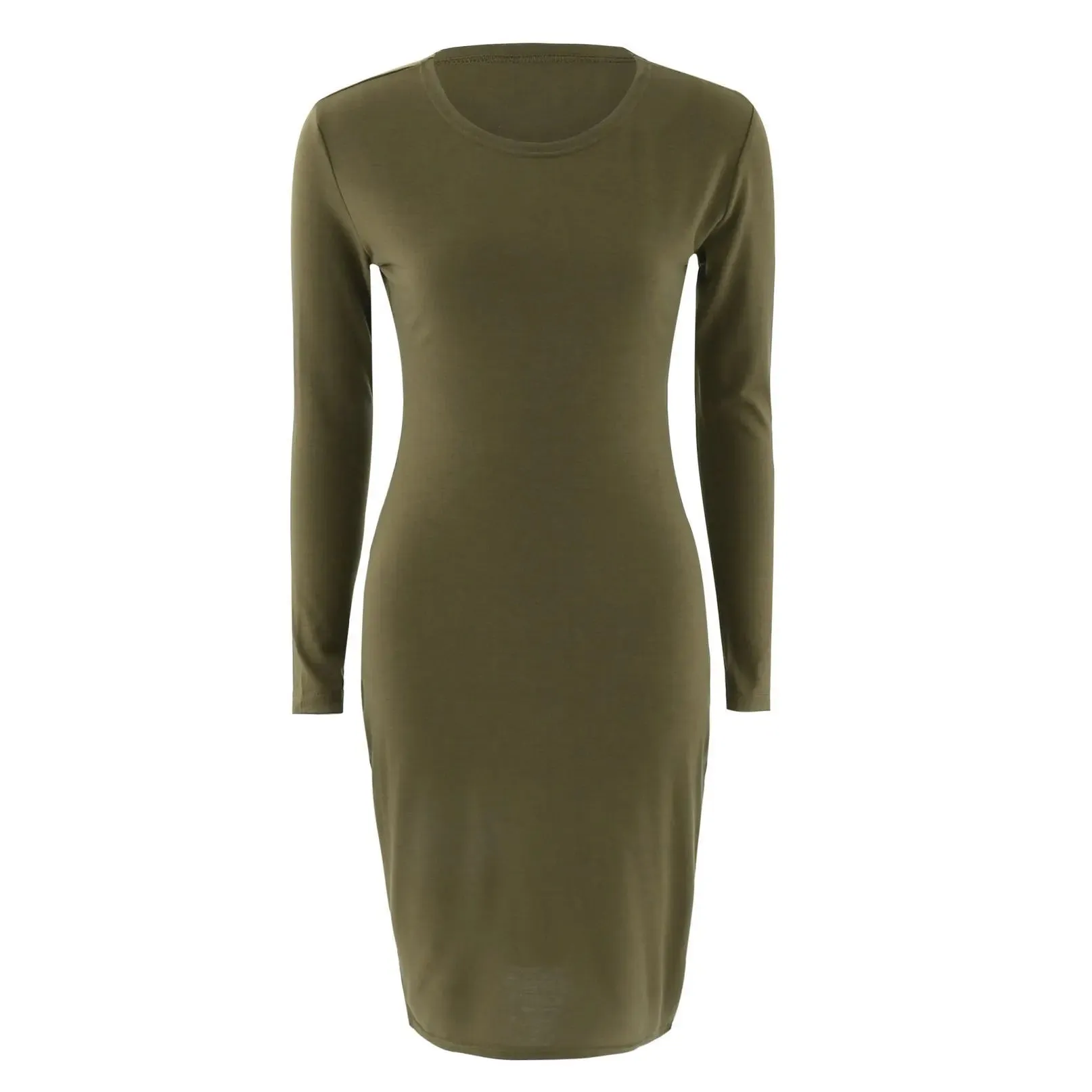 DressBetty - 2024 Spring Knitted Cotton Gray Casual Long Sleeve Bodycon Dress