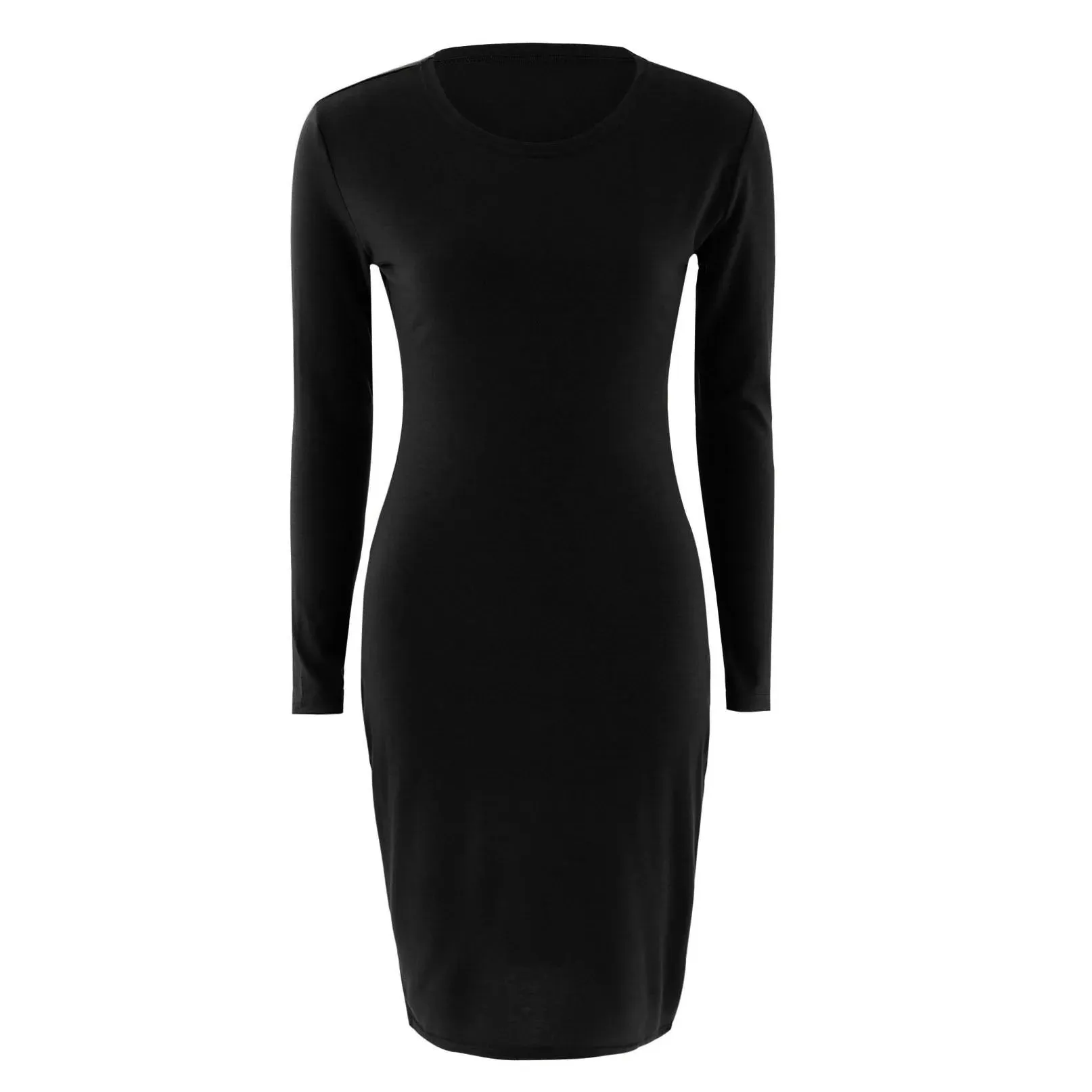 DressBetty - 2024 Spring Knitted Cotton Gray Casual Long Sleeve Bodycon Dress