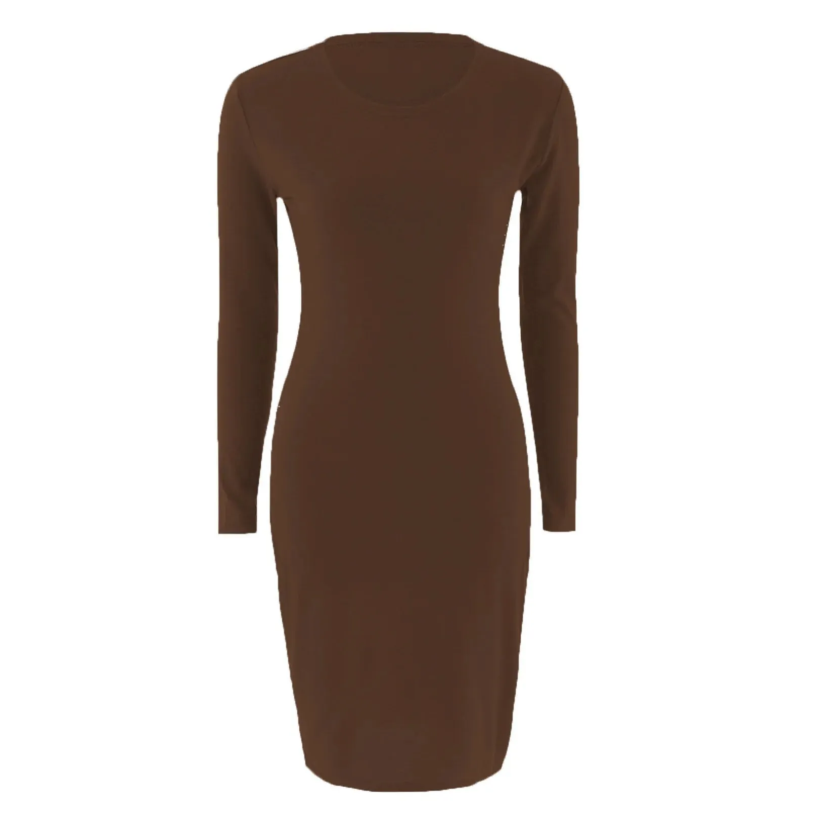 DressBetty - 2024 Spring Knitted Cotton Gray Casual Long Sleeve Bodycon Dress