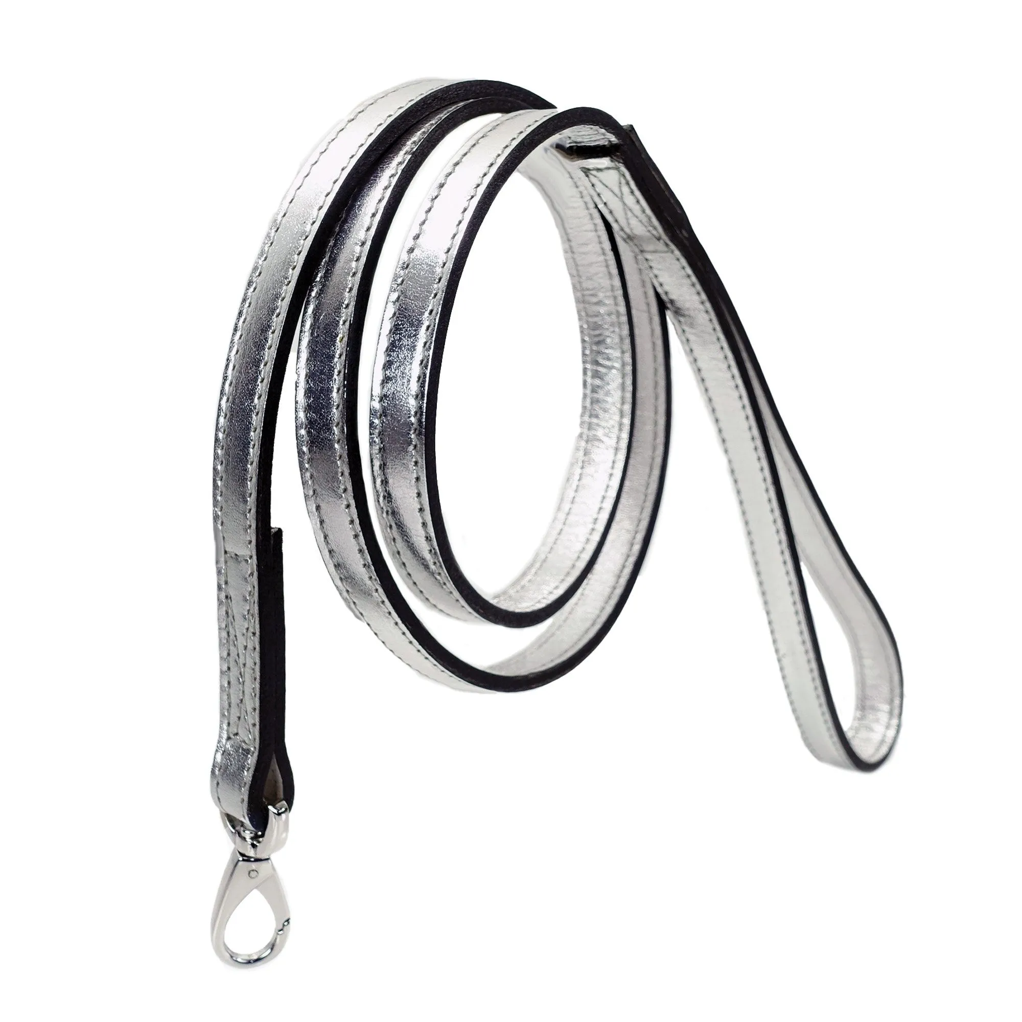 Dynasty Dog Leash in Metallic Silver & Nickel
