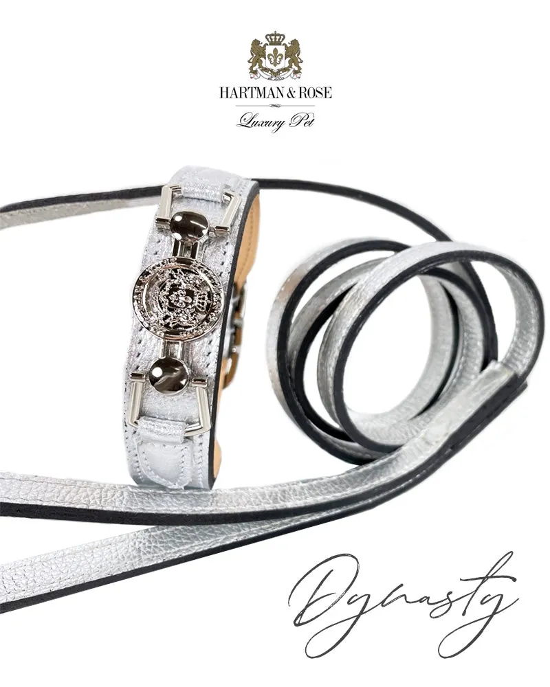 Dynasty Dog Leash in Metallic Silver & Nickel