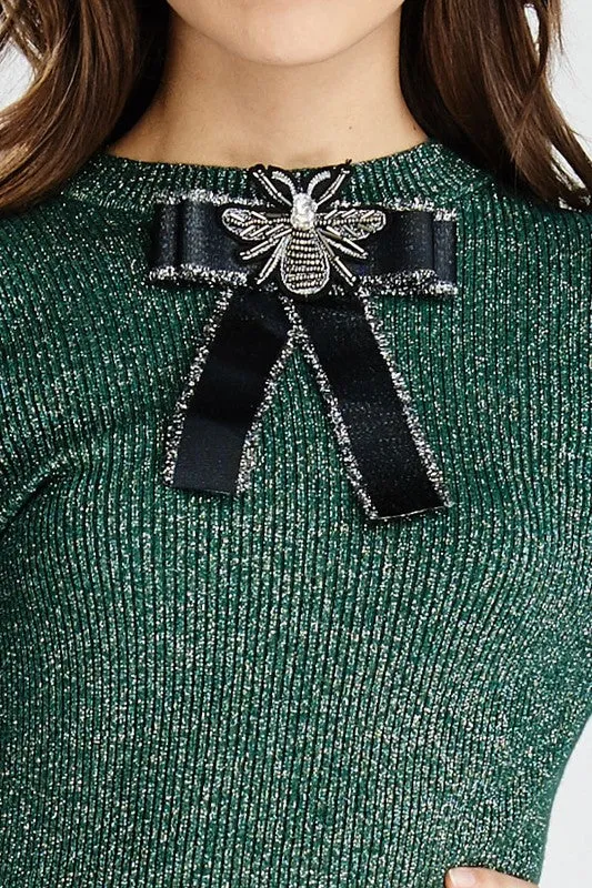 Embroidered Insect Bow Top
