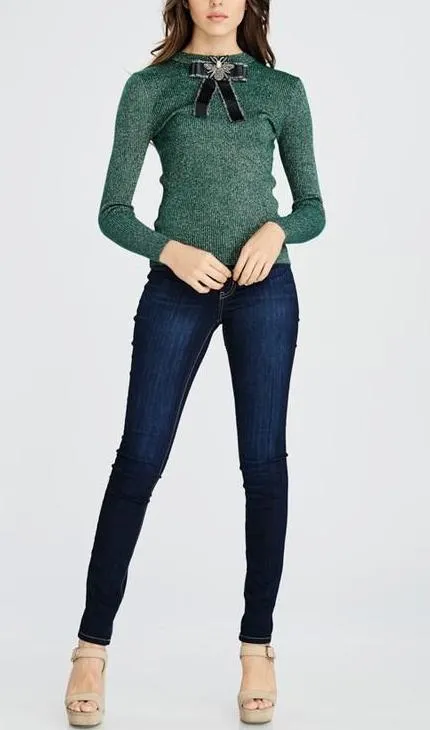 Embroidered Insect Bow Top