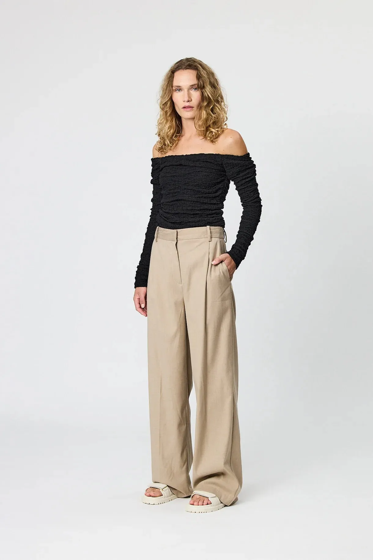 Evie Tailored Pants - Oat