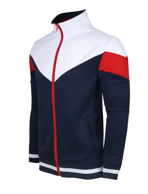 F11956-COLOR BLCOK TRACK JACKET (NAVY)