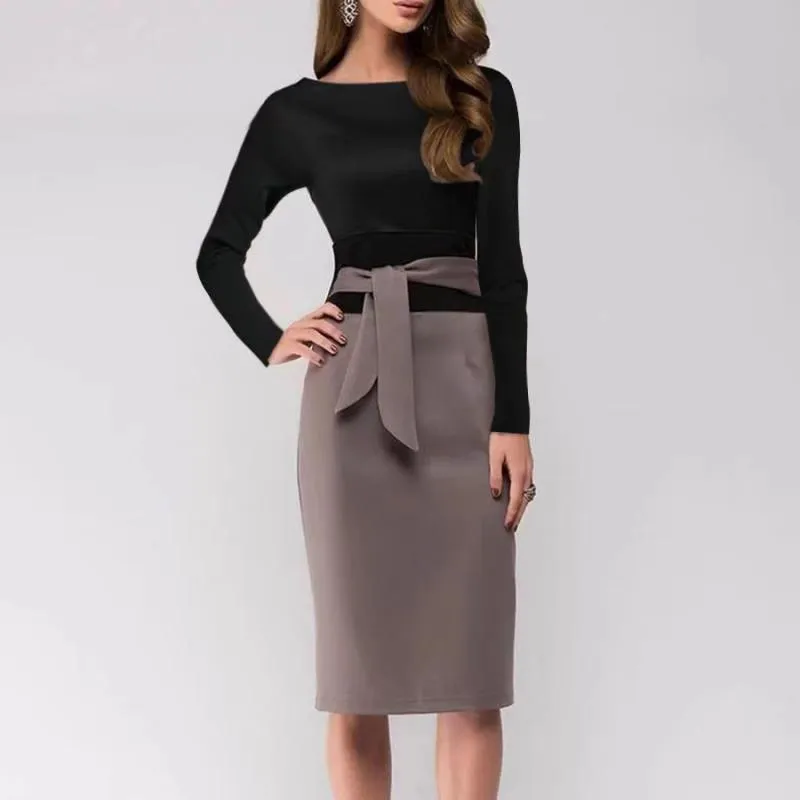 Fashion commuter women's round neck bag hip dress