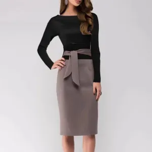 Fashion commuter women's round neck bag hip dress